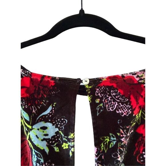 Free People Intimately Floral Dolman Sleeve Velvet Bodysuit Black Medium - Picture 6 of 9